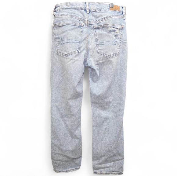 American Eagle Outfitters Distressed Super High Rise Ankle Straight Jeans Size 6 - Picture 3 of 11